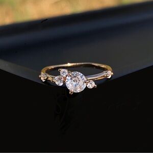 14k Rose Gold CZ Cluster Engagement Ring
